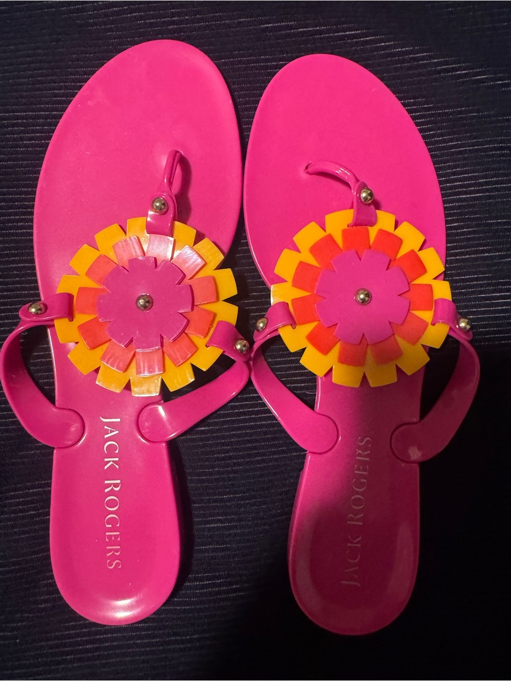 Jack Rogers Pink Sandal with Yellow Flower Accent